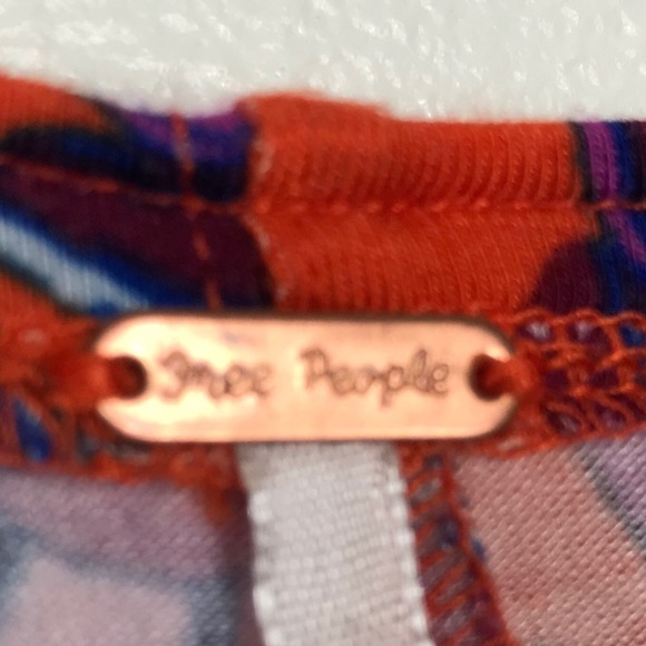 Free People Keepin On Blouse Women Size M Orange Stretch Knit Cross Over - Picture 3 of 16